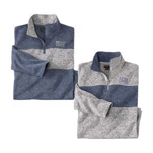 Atlas For Men Mens Wild Park Brushed Fleece Sweater (Pack of 2) / Blue/Gray